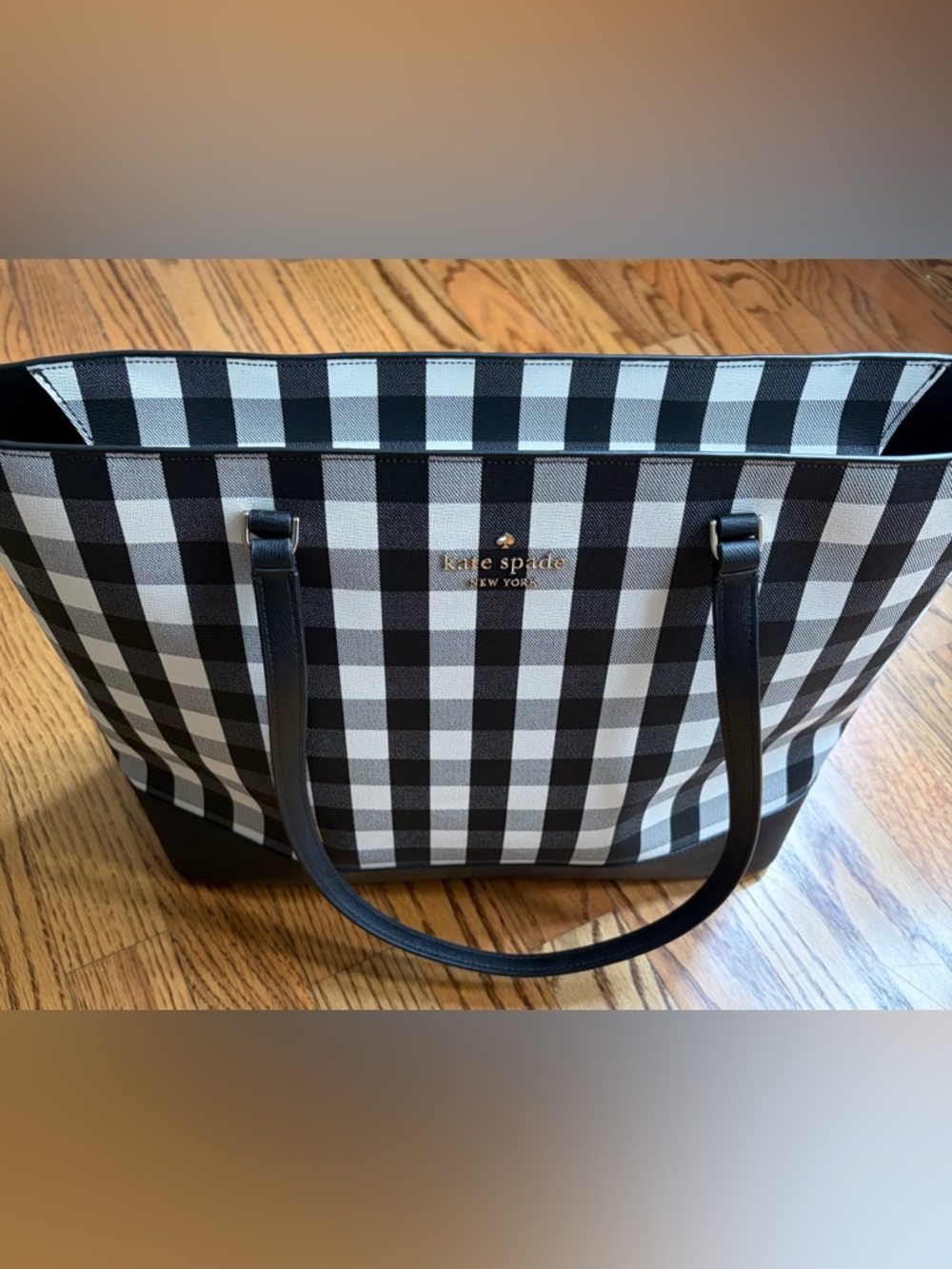 kate spade Black & White Gingham Perfect Tote Like New